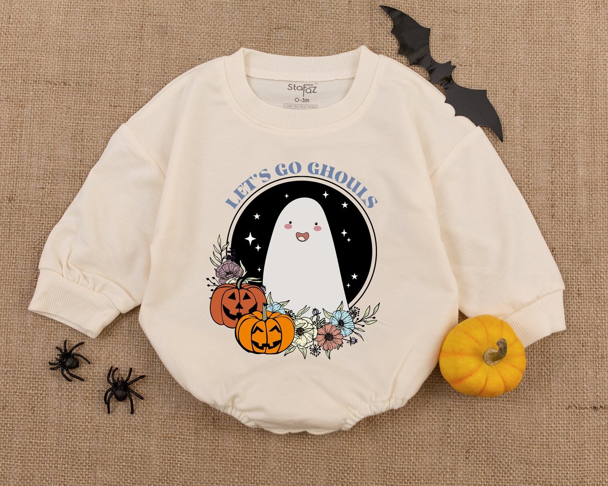 Cute Ghost Bubble Romper Spooky Season Outfit Retro Halloween Bodysuit  Baby Romper Halloween Bo