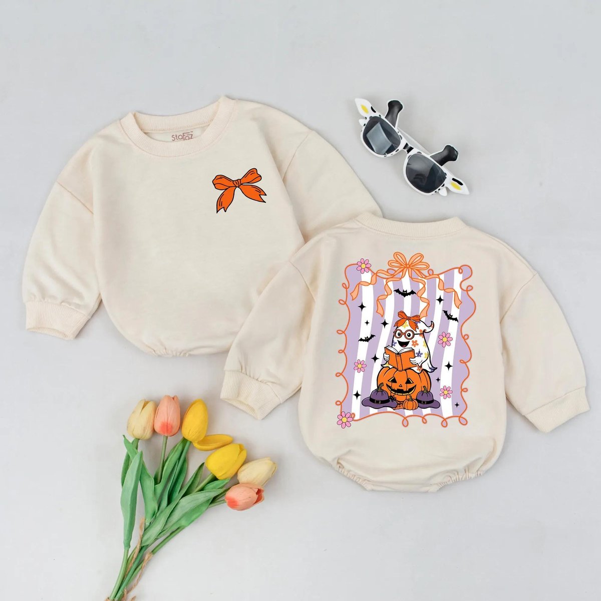 Cute Halloween Baby Bubble Romper Owl Witch Baby Girl Outfit Orange Bow Spooky Romper Kawaii Fall In 433