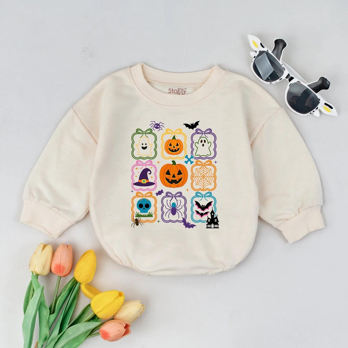 Cute Halloween Bubble Romper Pumpkin Ghost Baby Outfit Fall Baby Shower Gift First Halloween Bodysui 434
