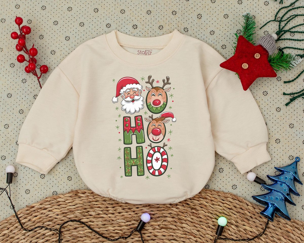 Cute Reindeer Romper Groovy Christmas Outfit First Christmas Clothes Toddler Sweatshirt Baby Shower