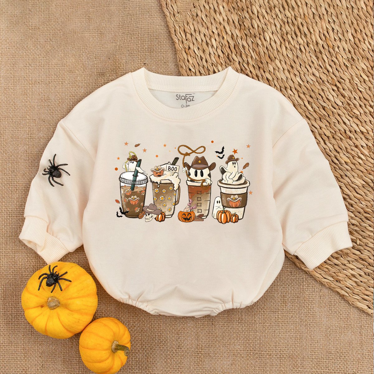 Cute Spooky Coffee Bodysuit Western Halloween Baby Clothes Bubble Baby Romper Baby Clothes Hallow