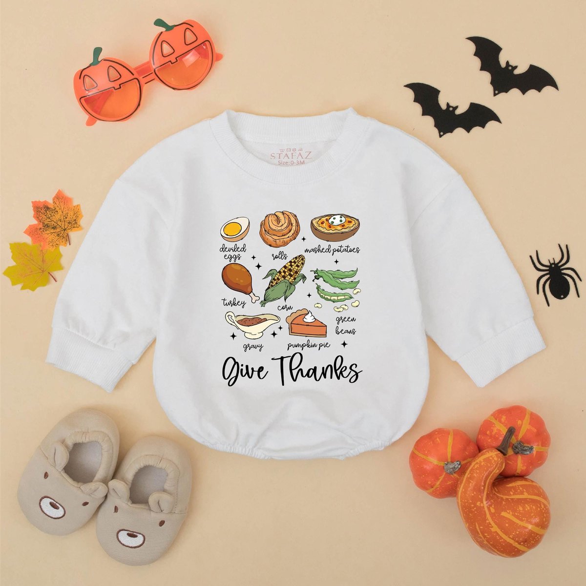 Cute Thanksgiving Food Baby Romper Fall Food Baby Bodysuit Thankful Turkey Dinner Outfit Newborn Fir 432