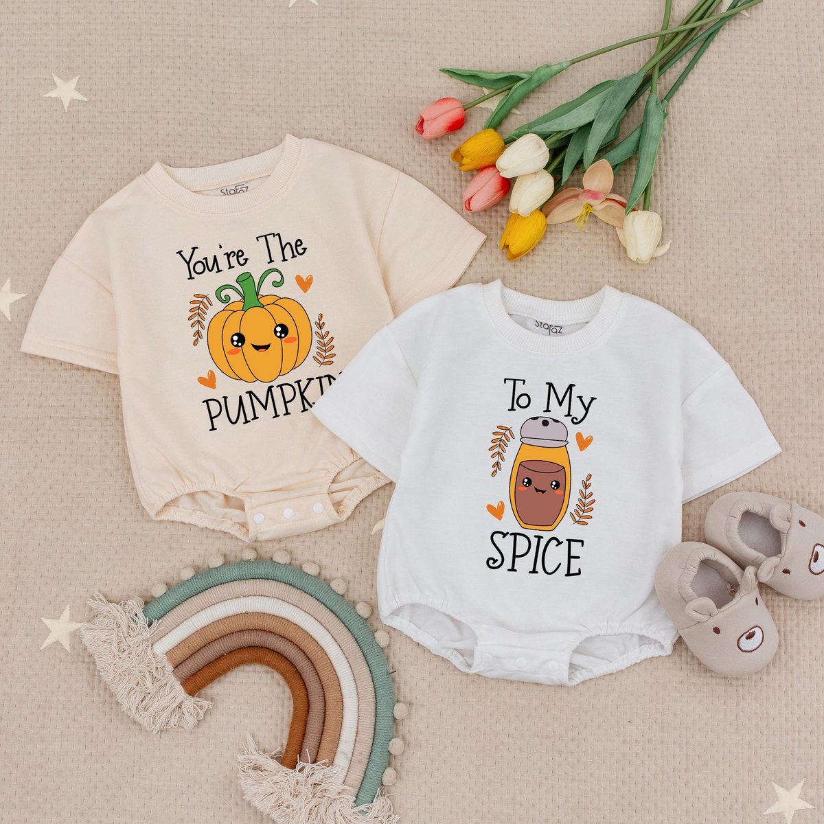 Cute Twins You're The Pumpkin To My Spice Baby Romper Best Friend Twin Baby Outfits Gift For Twins