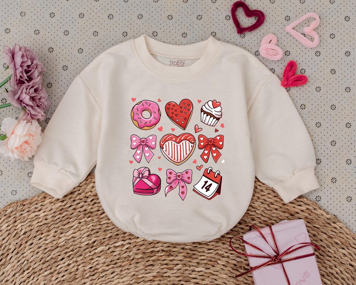 Cute Valentine Doodle Kids Valentines Day Baby Romper 1st Valentines Day Outfits Baby Bodysuit Baby