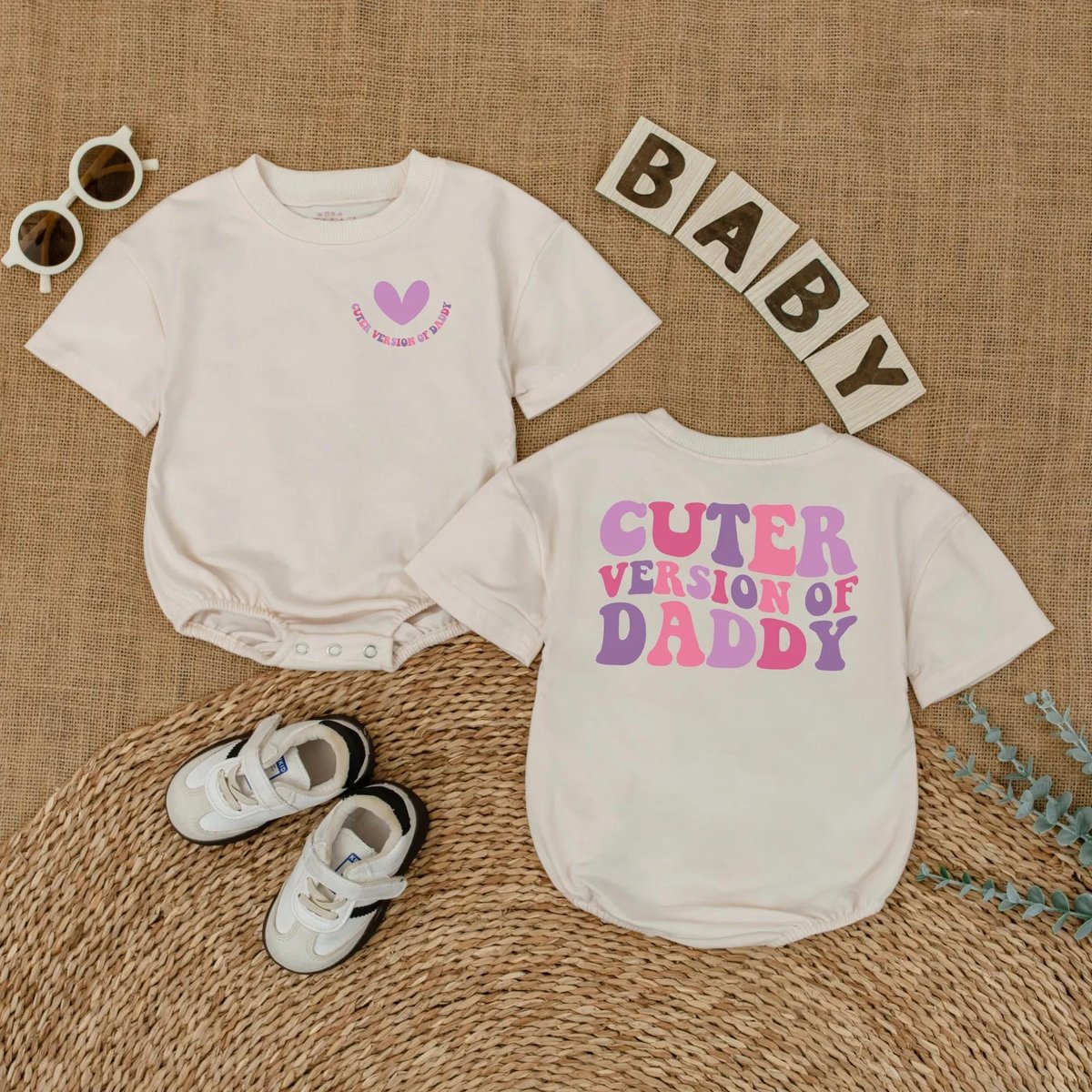 Cuter Version of Daddy Baby Romper Father's Day Baby Bodysuit Funny Daddy and Me Outfit Infant Bubb 430
