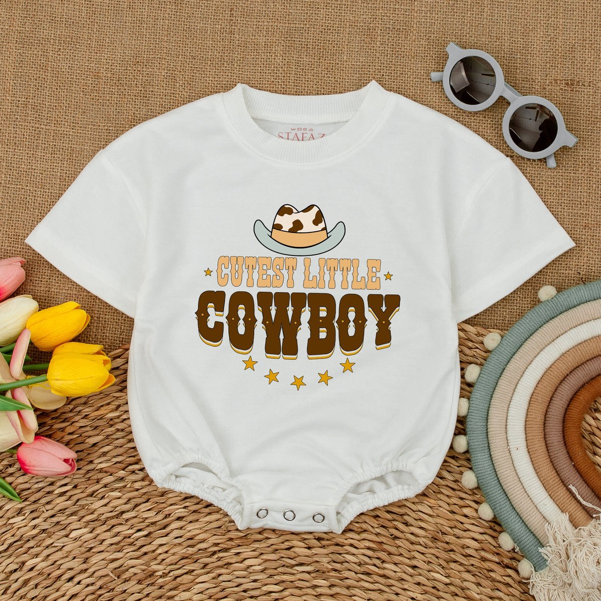 Cutest Little Cowboy Romper Retro Cowboy Bodysuit Country Bodysuit Western Baby Gift Newborn Clothes 174