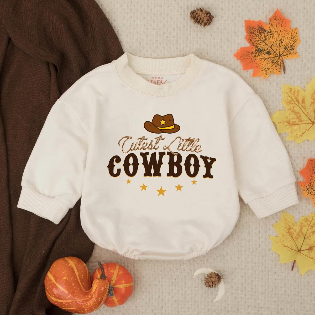 Cutest Little Cowboy Romper Retro Cowboy Clothes Country Sweatshirt Western Newborn Clothes Gender N