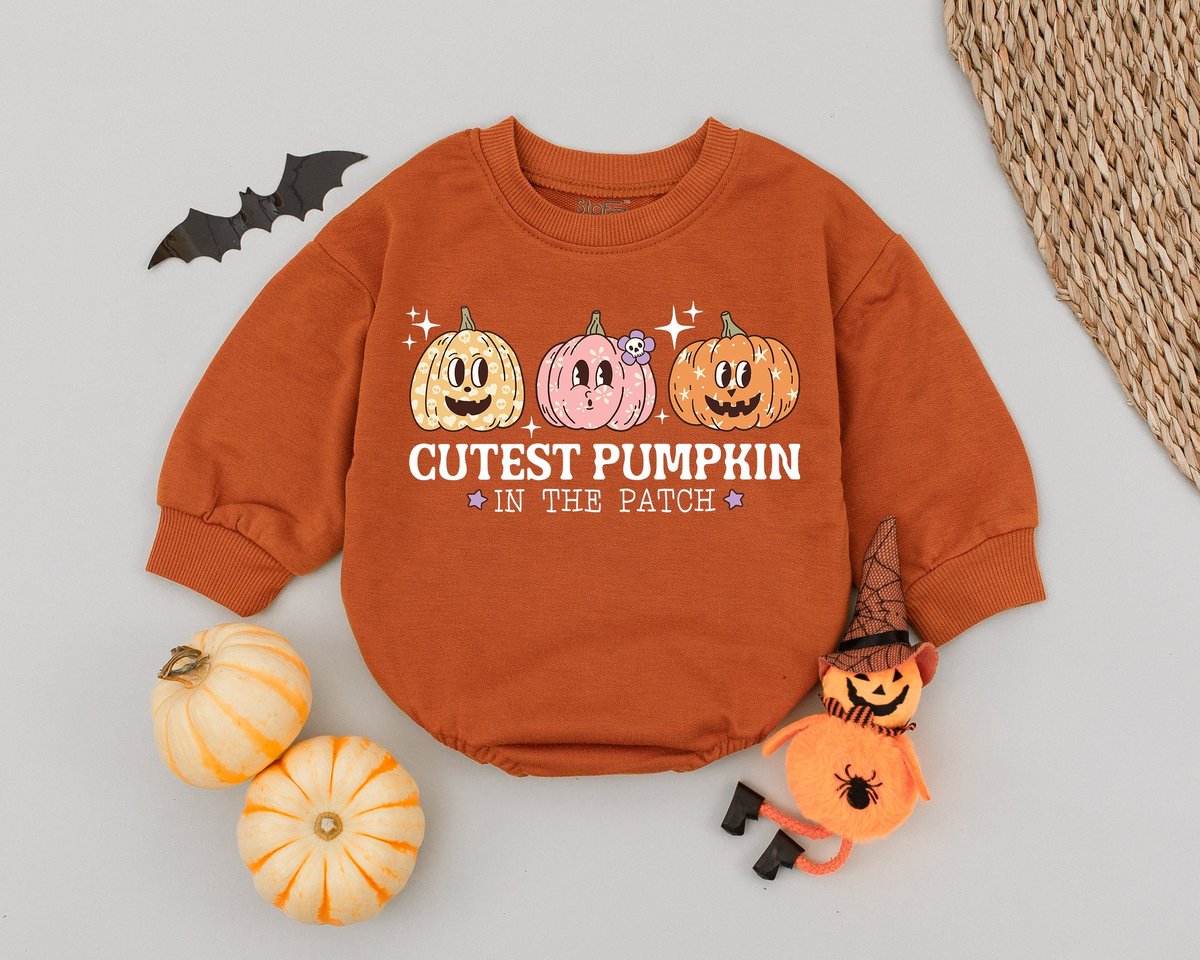 Cutest Pumpkin In The Patch Baby Romper Funny Pumpkin Halloween Baby Boys Girls Outfit First Hallowe