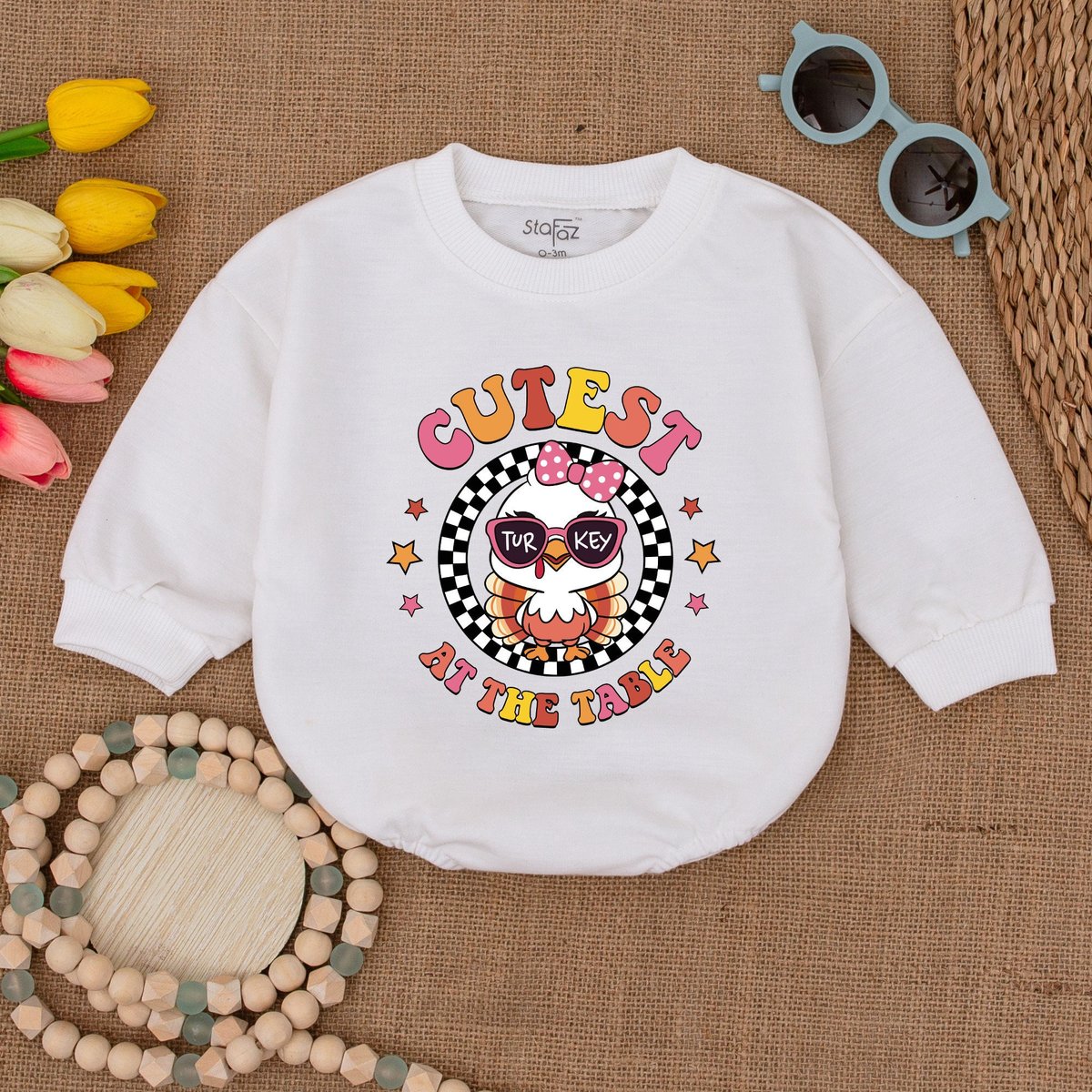 Cutest Turkey At The Table Romper Thanksgiving Toddler Shirt Fall Turkey Shirt Girl Thanksgiving Out 173