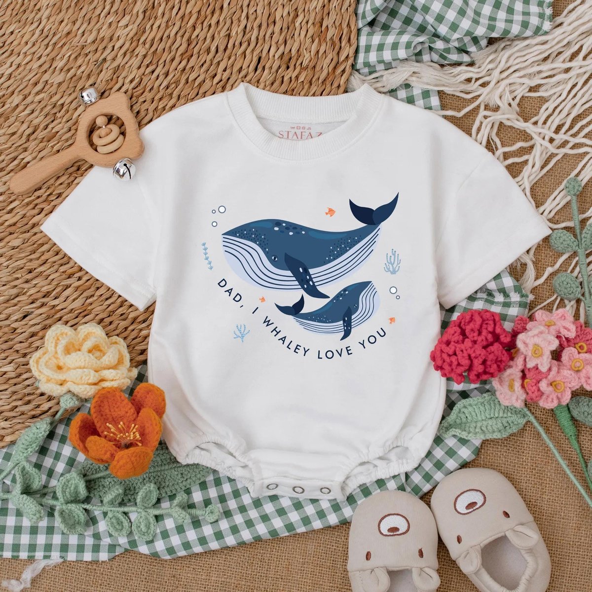 Dad I Whaley Love You Romper Cute Whale Baby Bodysuit I Love My Daddy Bubble Romper First Father's 429