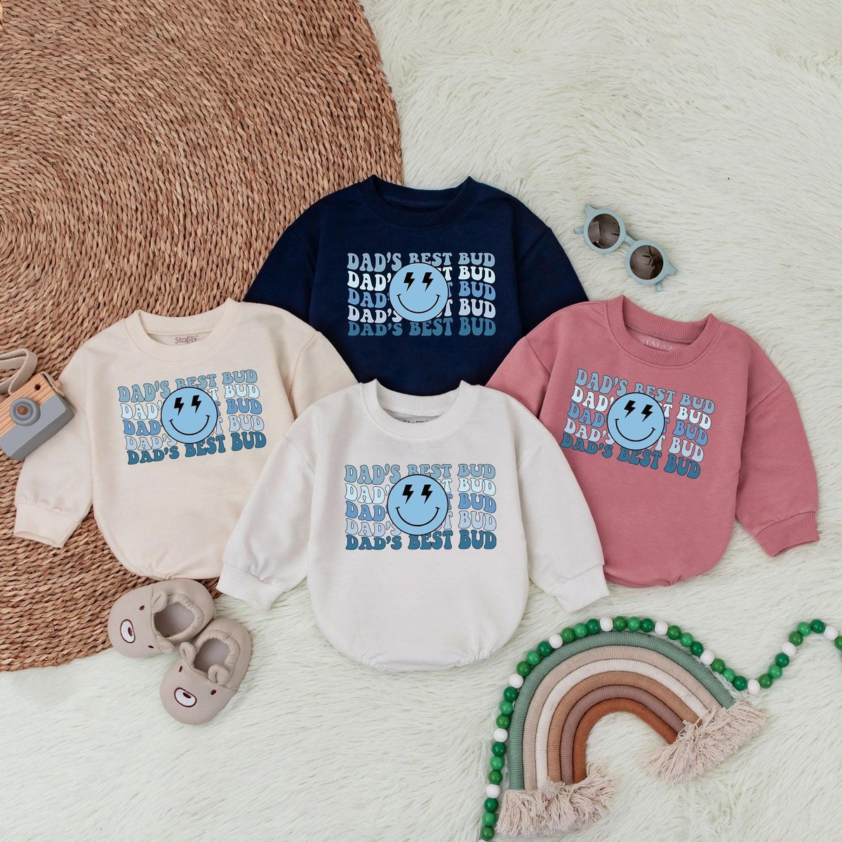 Dad's Best Bud Newborn Romper Father Son Golfing Bubble Romper Newborn Baby Bodysuit Baby Shower 189