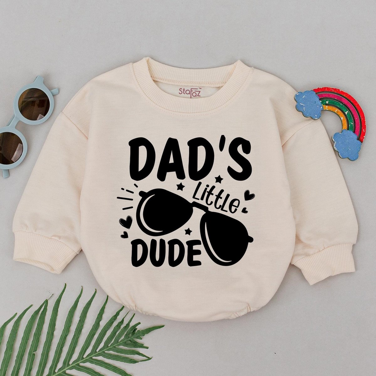 Dad's Little Dude Baby Romper Cute Baby Boy Bodysuit Funny Daddy and Son Outfit New Dad Gift Cool B