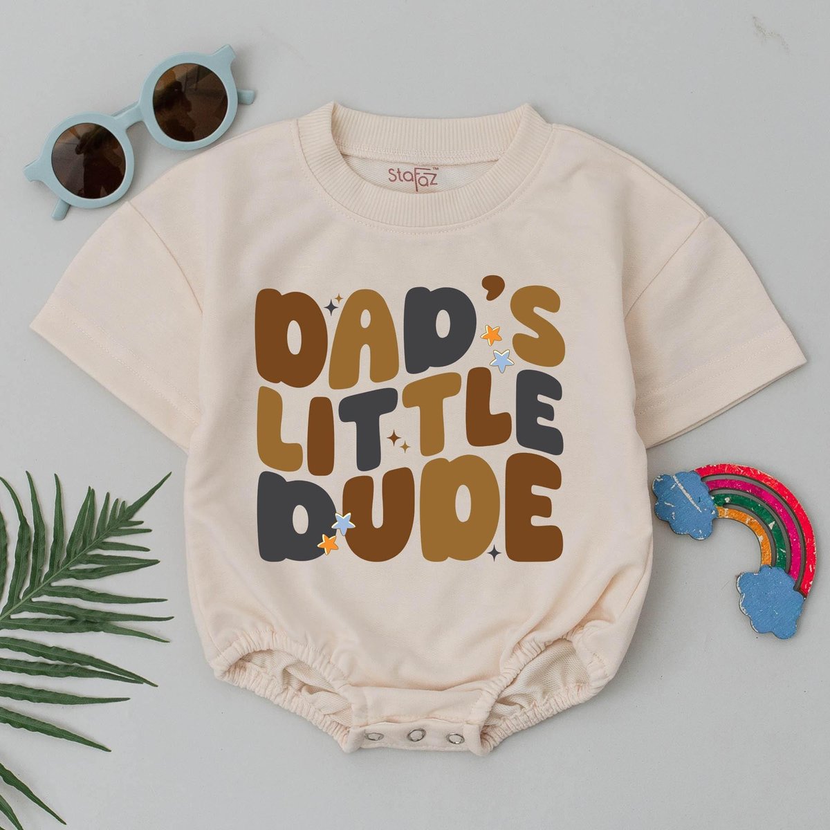 Dad's Little Dude Romper Baby Announcement First Father's Day Outfit Dad Son Bodysuit Cute New Dad