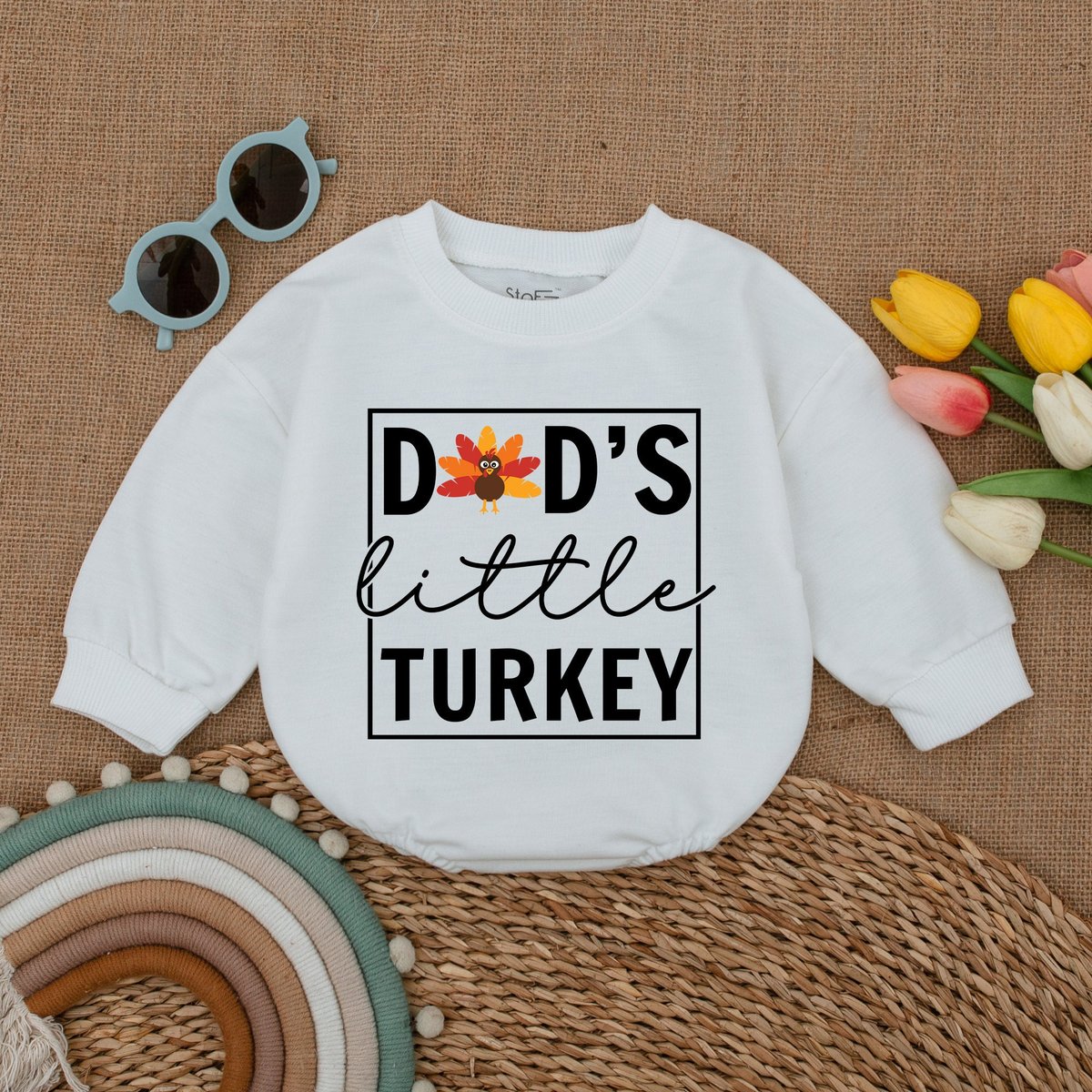 Dad's Little Turkey Baby Romper Thanksgiving Bodysuit Baby Thanksgiving Outfit Fall Baby Clothes Fa 175