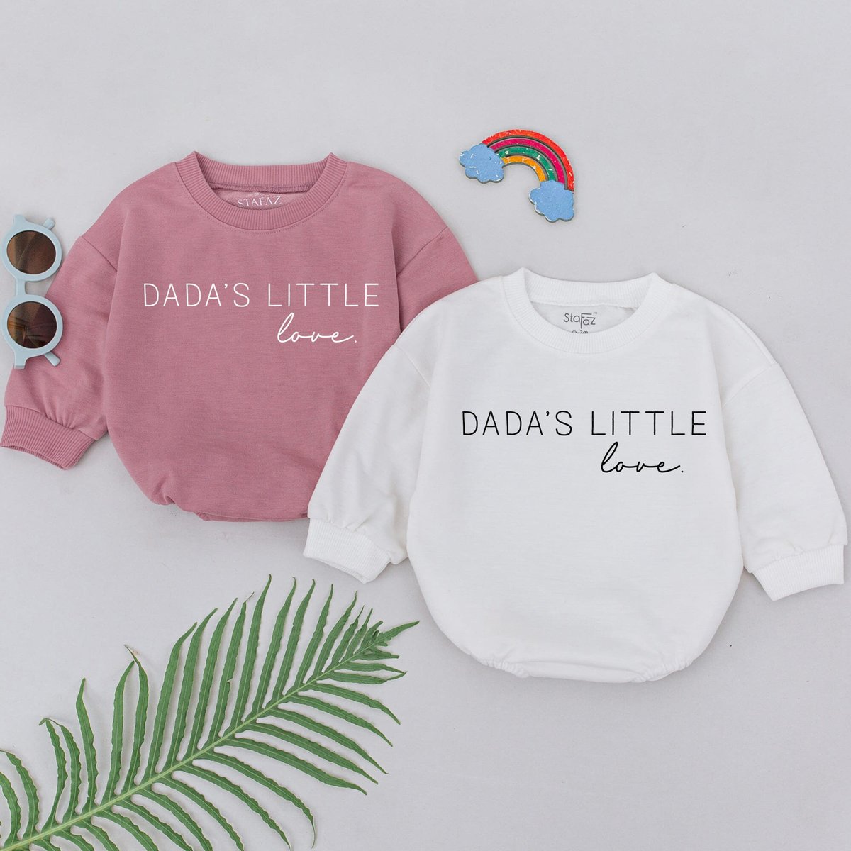 Dada's Little Love Romper Father's Day Gift Newborn for Girls New Baby Gifts Hi Daddy Outfit Natur