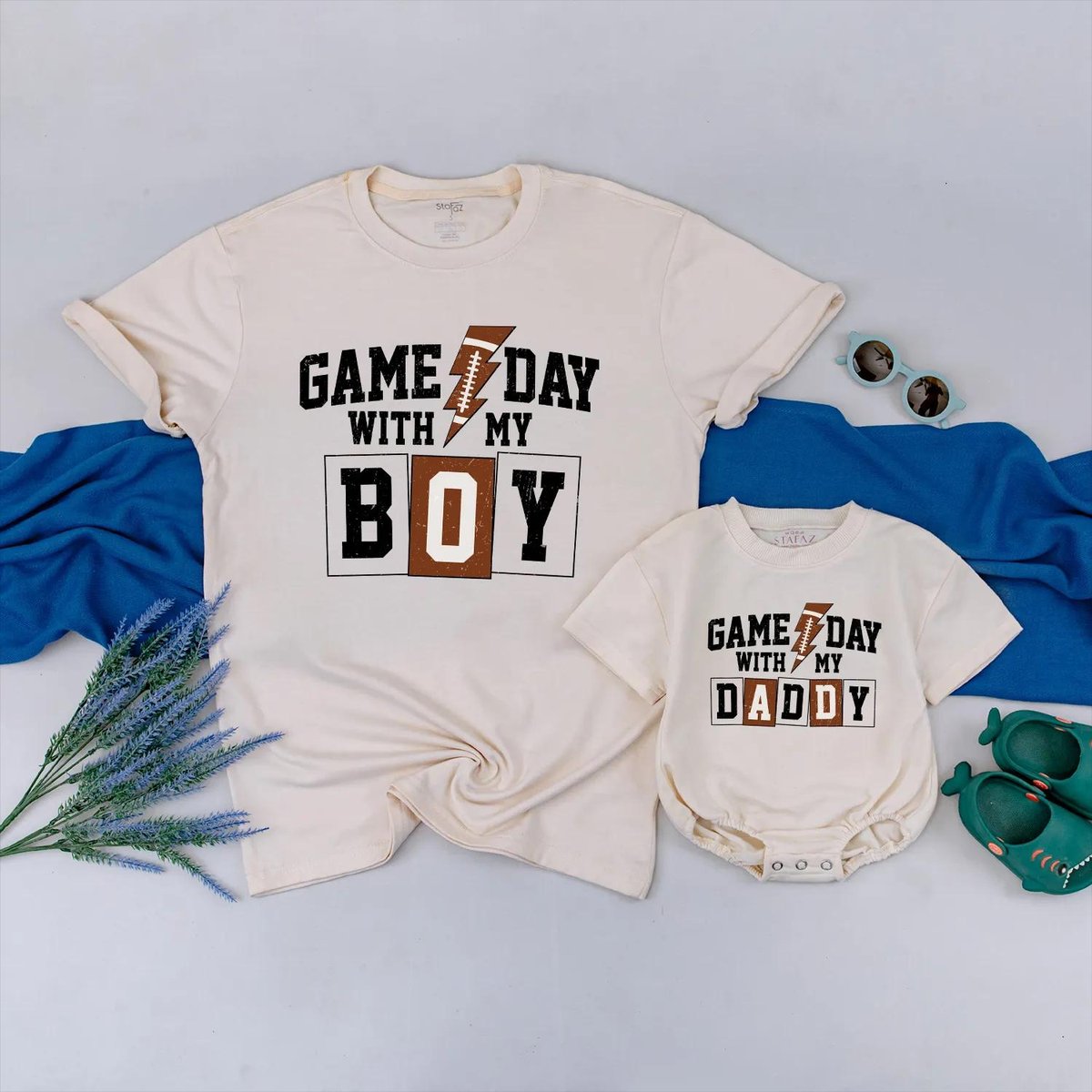 Daddy and Baby Football Game Day Shirts Matching Father Son Football Shirt Daddy and Me Matching Tee 190