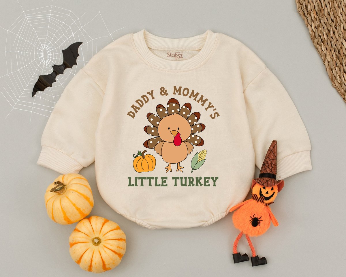 Daddy and Mommy's Little Turkey Baby Romper First Thanksgiving Bodysuit Baby Shower Gift Turkey Day