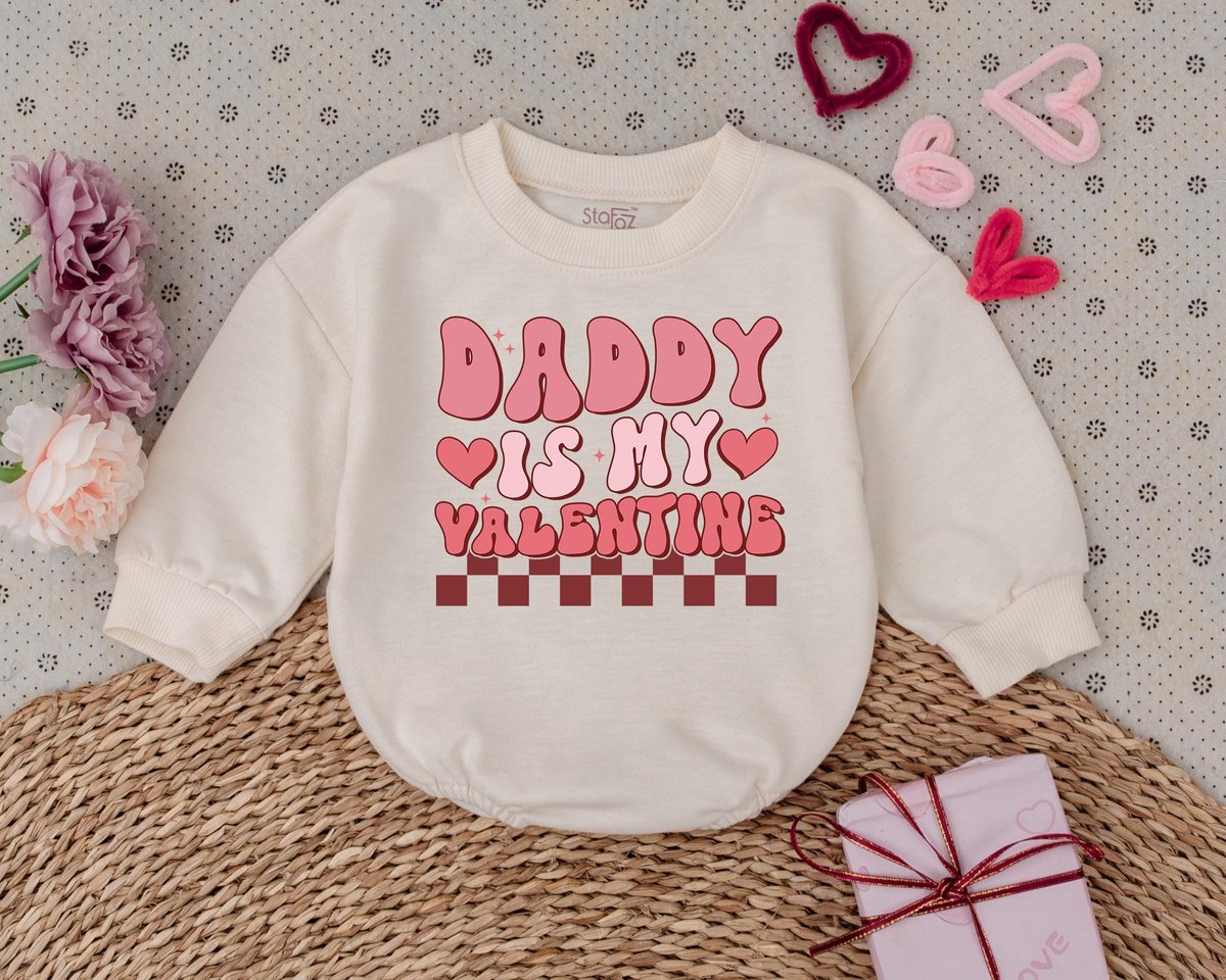 Daddy Is My Valentine Kids Valentines Day Baby Romper 1st Valentines Day Outfits Baby Bodysuit Baby