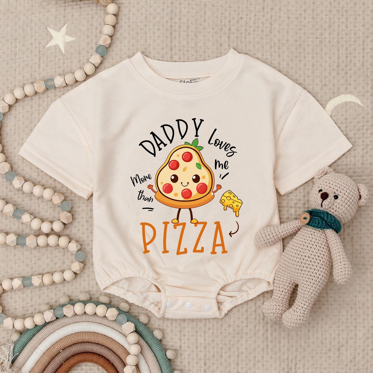 Daddy Loves Me More Than Pizza Baby Romper Daddy Loves Me Baby Roimper Pizza Baby Outfit Daddy to Be