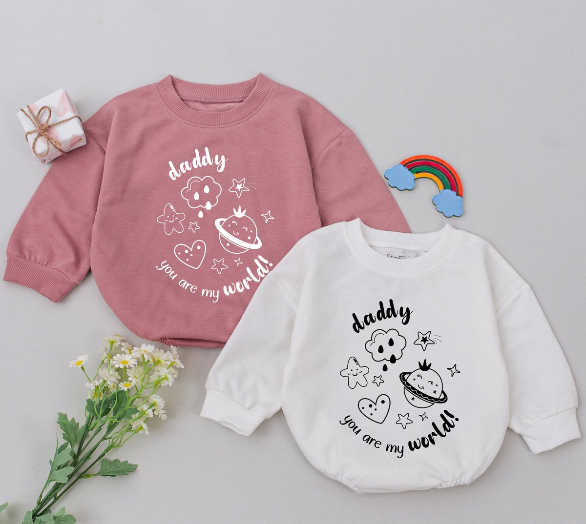 Daddy You Are My World Romper Father's Day Gift Newborn for Girls Boys New Baby Gifts Hi Daddy Outf