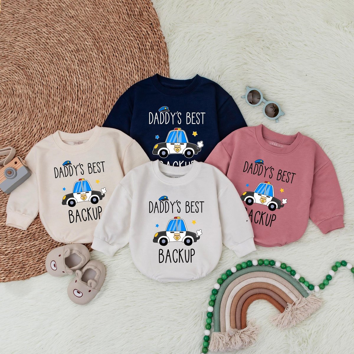 Daddy's Backup Infant Bodysuit Police Baby ClothesBaby BodysuitBaby Police Baby RomperKids Police C 187