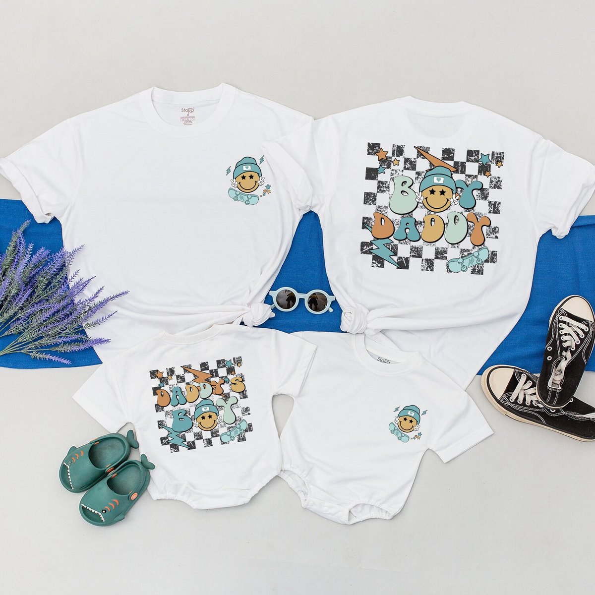 Daddy's Boy and Boy Daddy Shirts Smile face Shirt Matching Father Son Shirts Dady and Me Outfits Fi 171