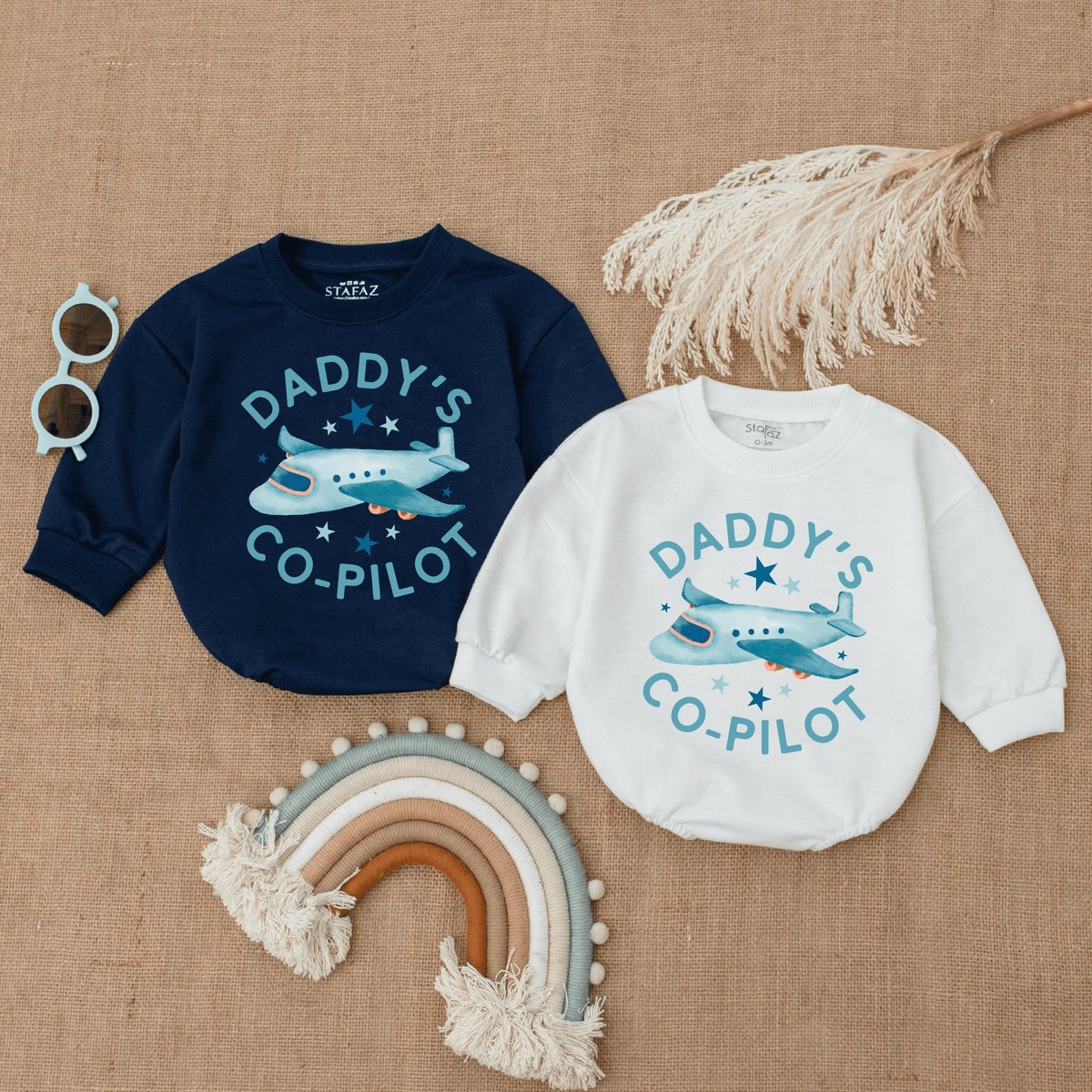 Daddy's Co Pilot Bubble Romper Childs First Flight Romper Airplane Future Pilot Baby Baby Clothing 173