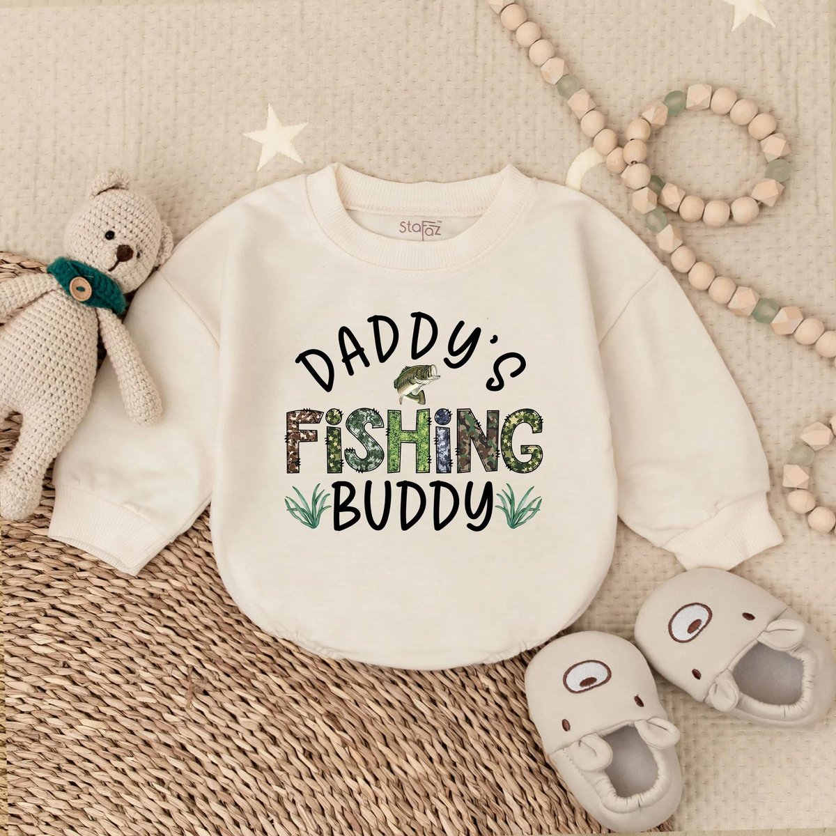 Daddy's Fishing Buddy Bubble Romper First Father's Day Outfit Toddler Summer Romper Baby Boy Cloth
