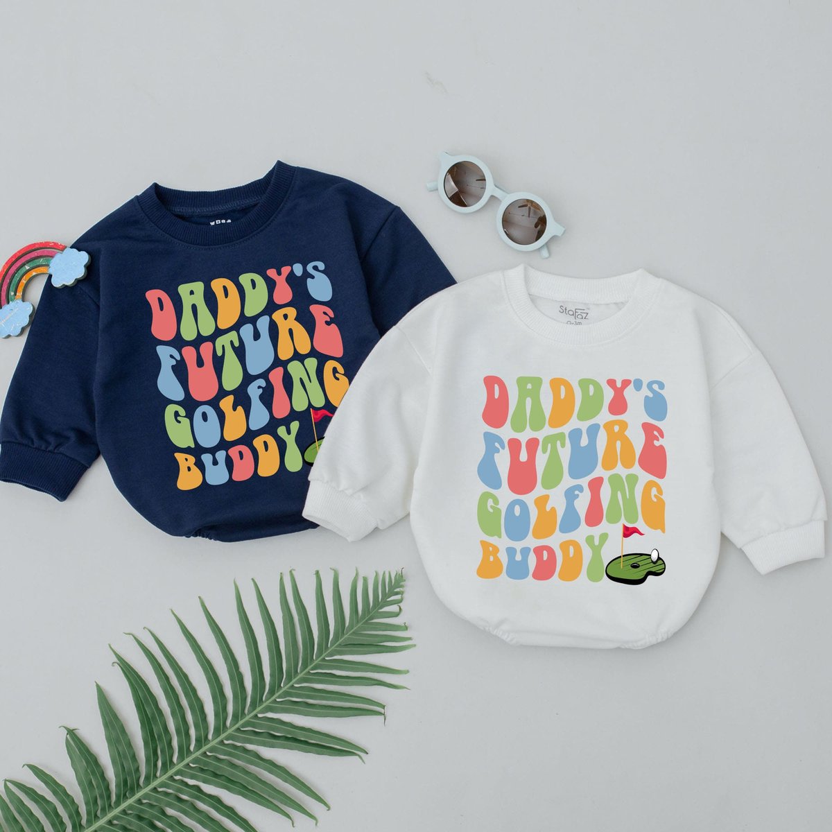 Daddy's Future Golfing Buddy Romper Retro Future Golfer Buddy Bodysuit Father's Day Outfit Baby Bo