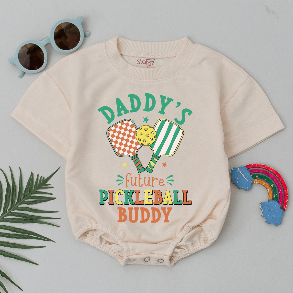 Daddy's Future Pickleball Buddy Baby Romper Pickleball Baby Bodysuit Baby Sports Outfit Pickleball