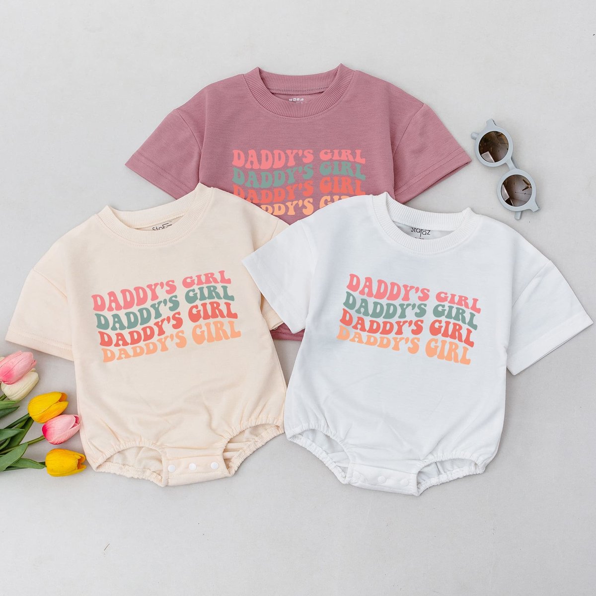 Daddy's girl Oversized Baby Romper Baby Girl Bubble Romper Baby Girl Outfit Father's Day Baby Clot 169