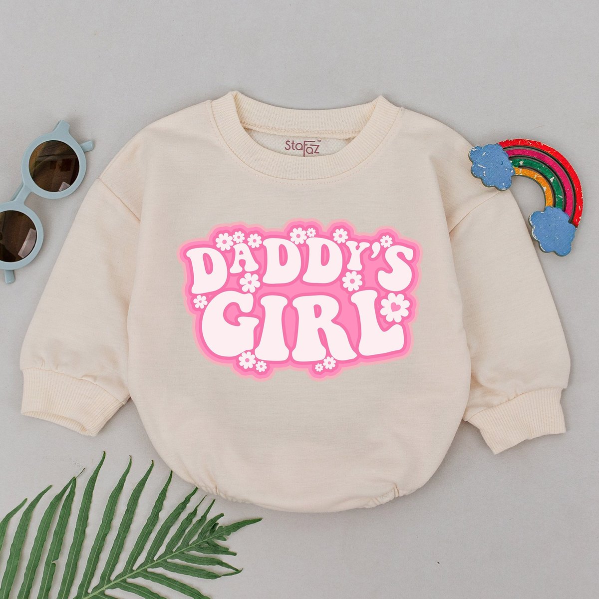 Daddy's Girl Romper Flower Daddy's Girl Pink Romper Daddy Baby Outfit Father's Day Gift For Daugh