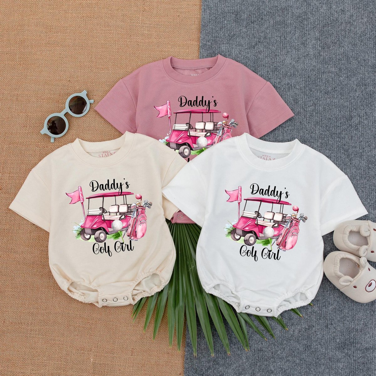 Daddy's Golf Girl T Shirt Bubble Romper Gameday Newborn Clothes Cute Pink Golf Cart Shirt for Girls 188