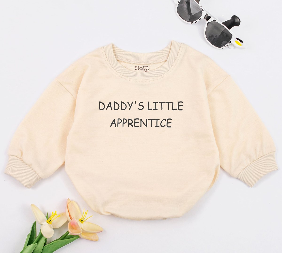 Daddy's Little Apprentice Oversized Baby Romper Funny Baby Bodysuit Cute Baby Clothes Gift For Dad 169