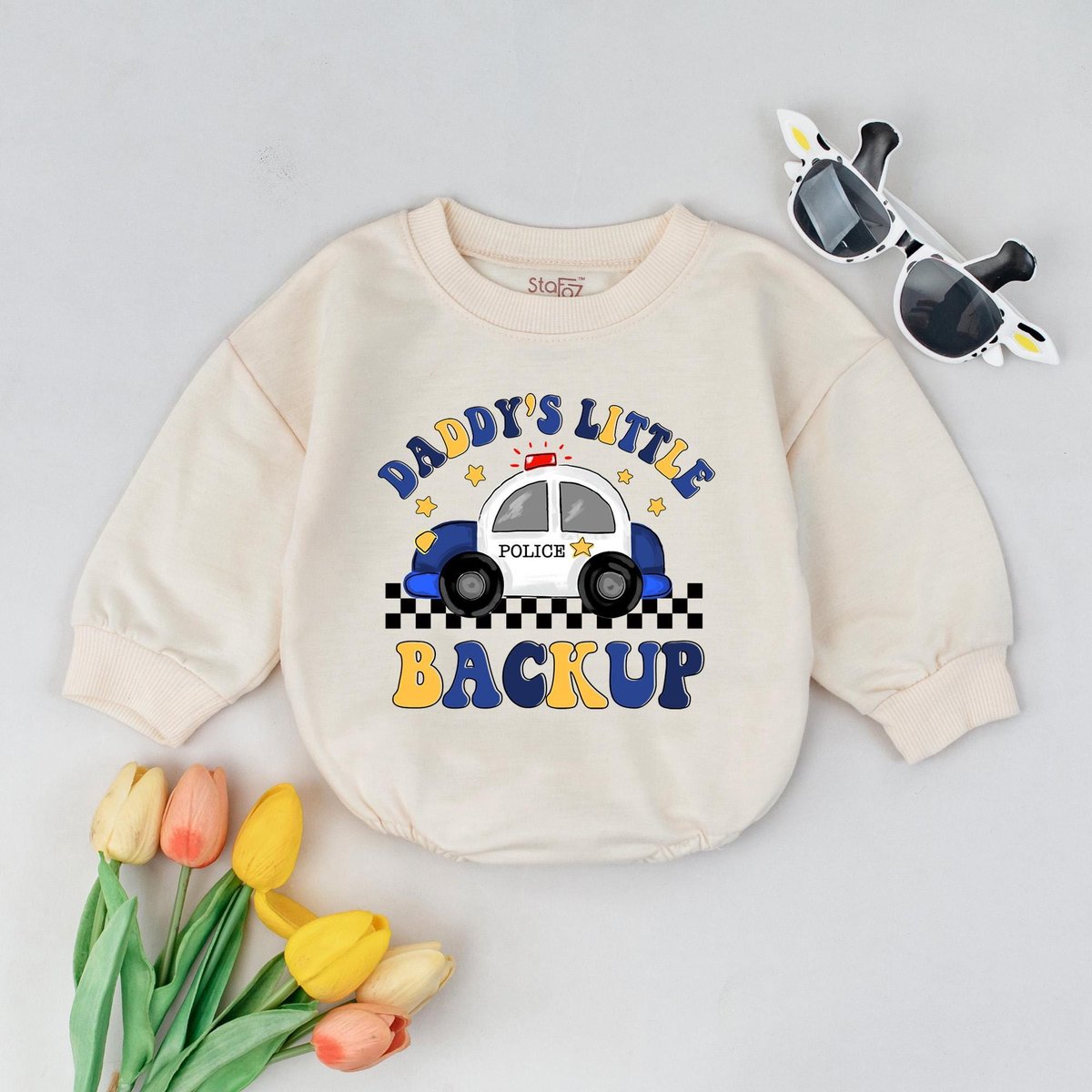 Daddy's Little Backup Shirt Police Baby Outfit Baby Boy Cop Shirt Newborn Police Outfit Law Enforce 429