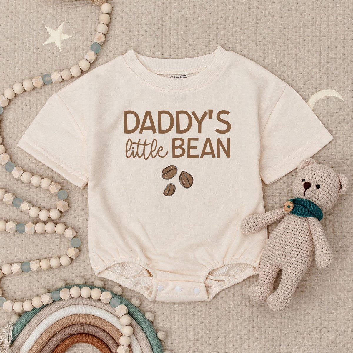 Daddy's Little Bean Baby Romper Daddy Coffee Baby Romper New Dad Outfit Coffee Baby Name Babysuit C