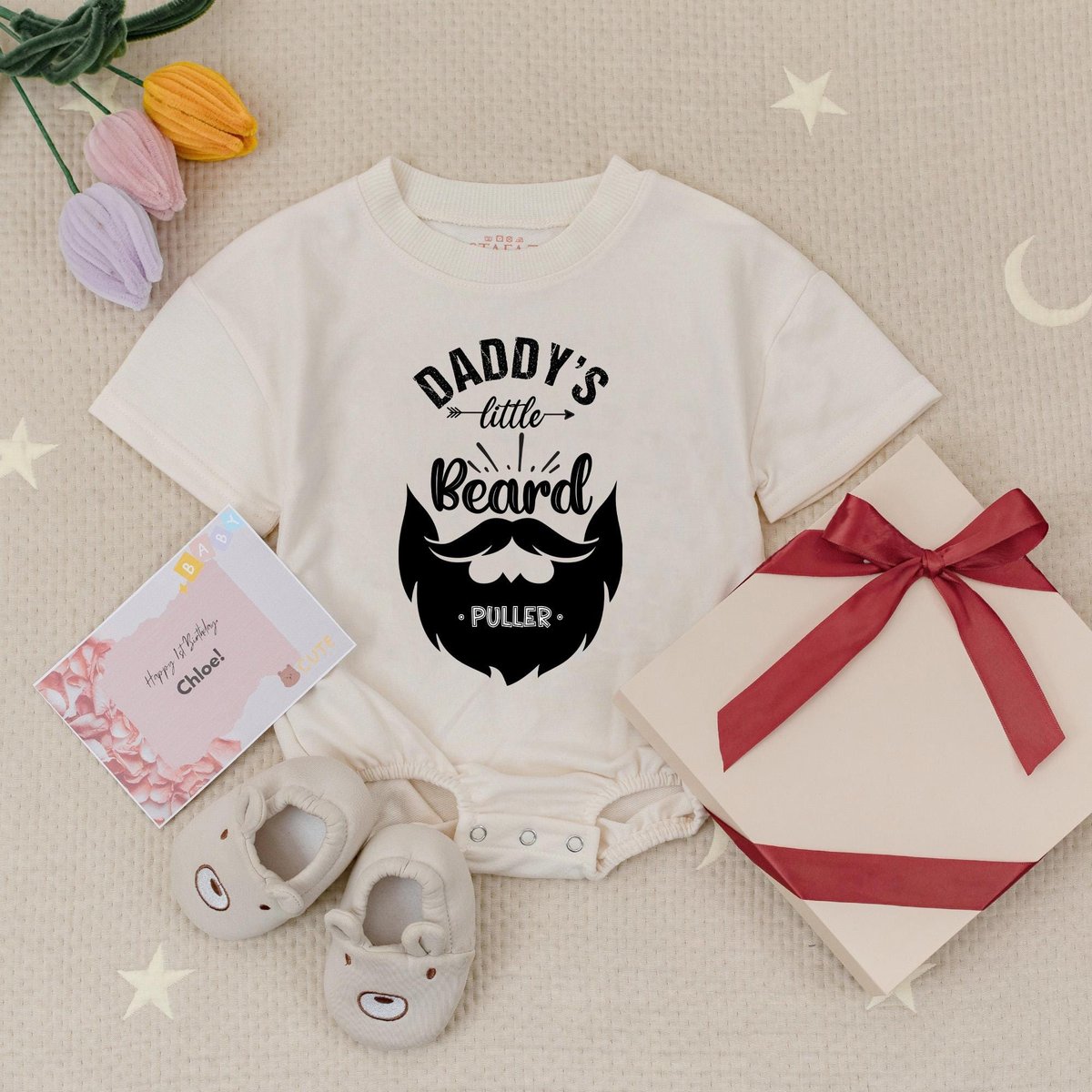 Daddy's Little Beard Baby Romper Funny Cute Babysuit Love My Dad Natural Babysuit Baby Announcement