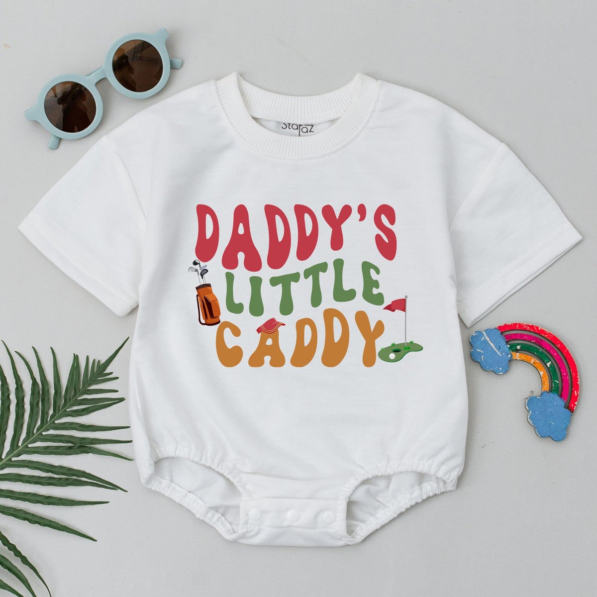 Daddy's Little Caddy Romper Retro Future Golfer Buddy Bodysuit Baby Announcement Romper Baby Boy Go