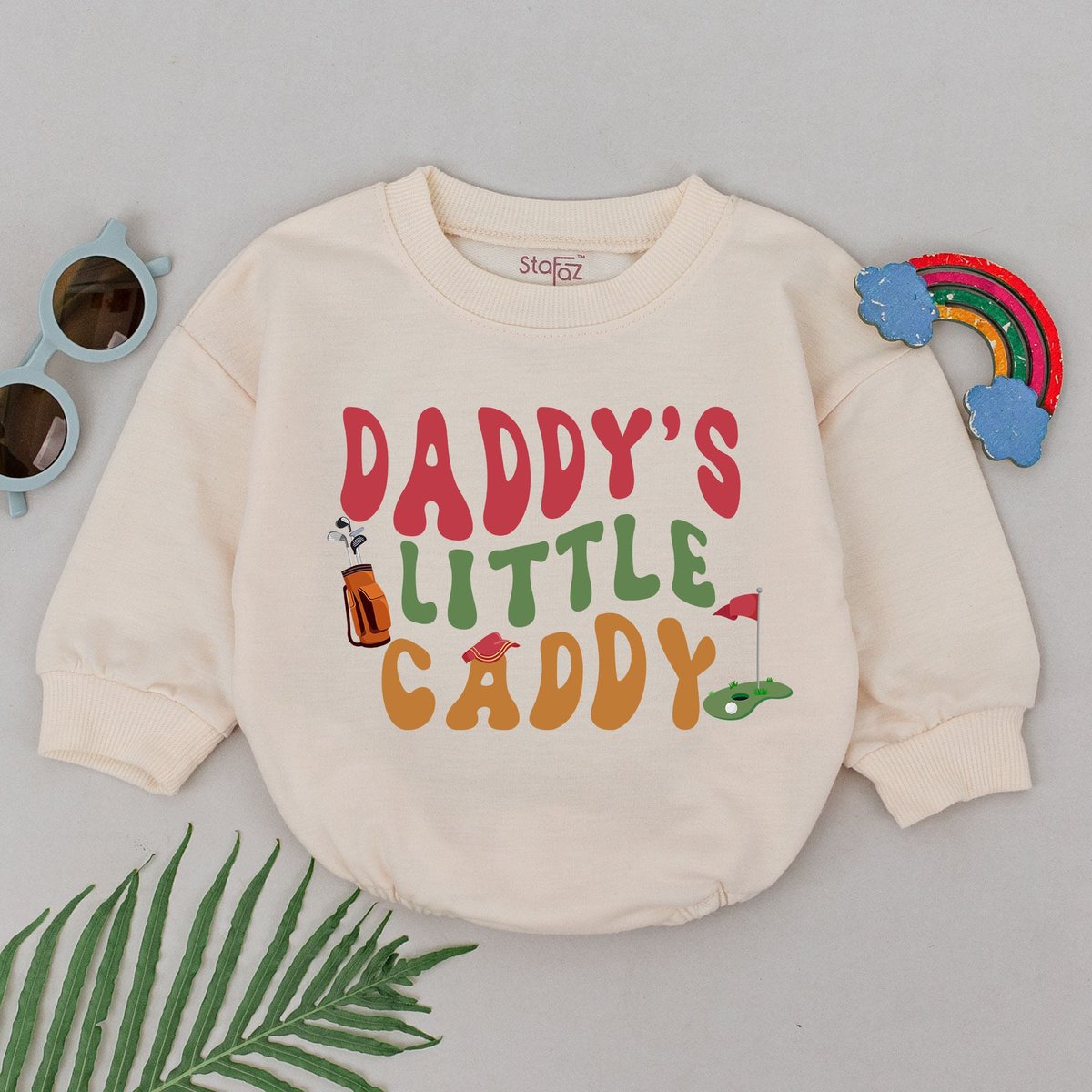 Daddy's Little Caddy Romper Retro Future Golfer Buddy Bodysuit Baby Announcement Romper Baby Boy Go