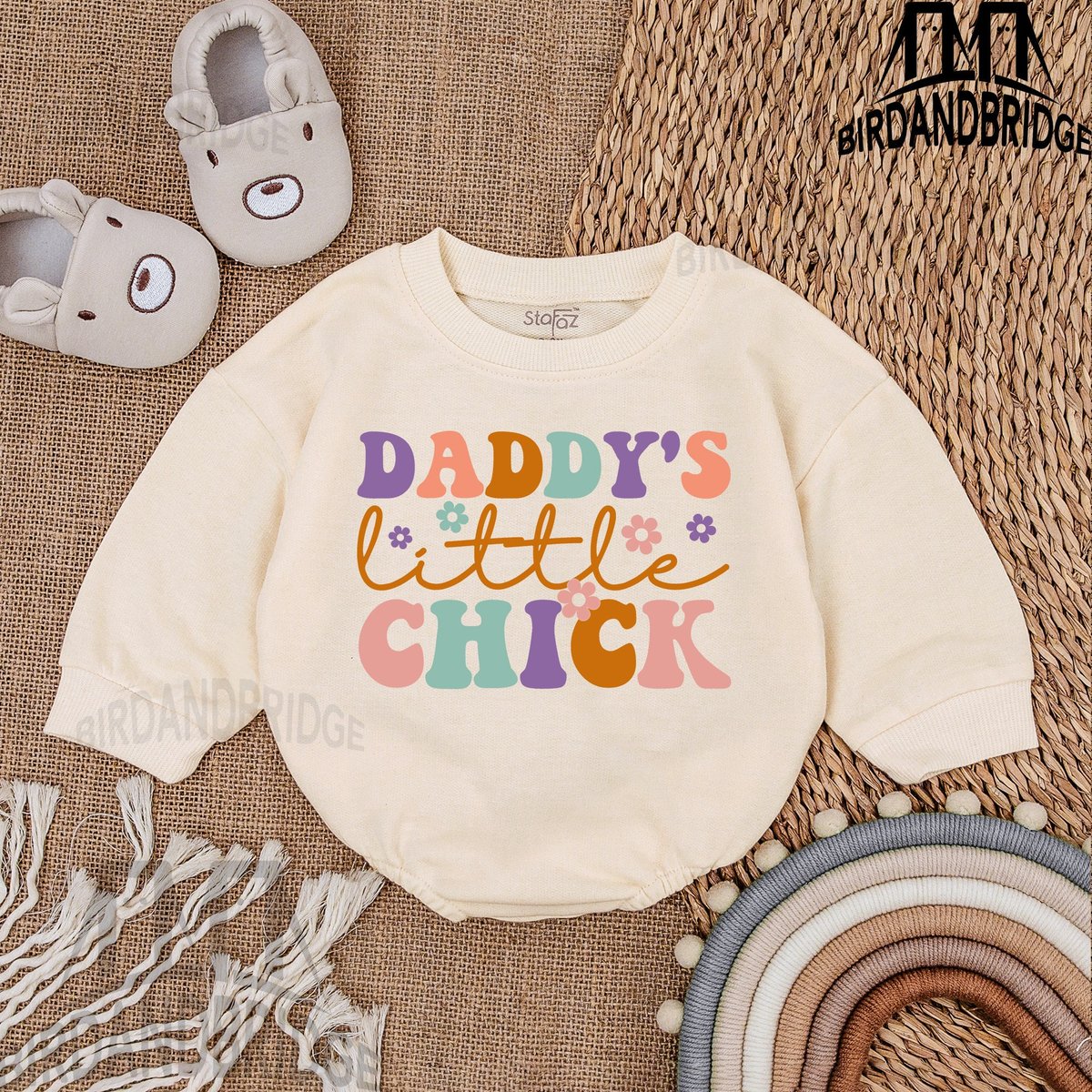 Daddy's Little Chick Baby Outfit Sweatshirt Bubble Romper Baby Boy Clothes Baby Romper Baby