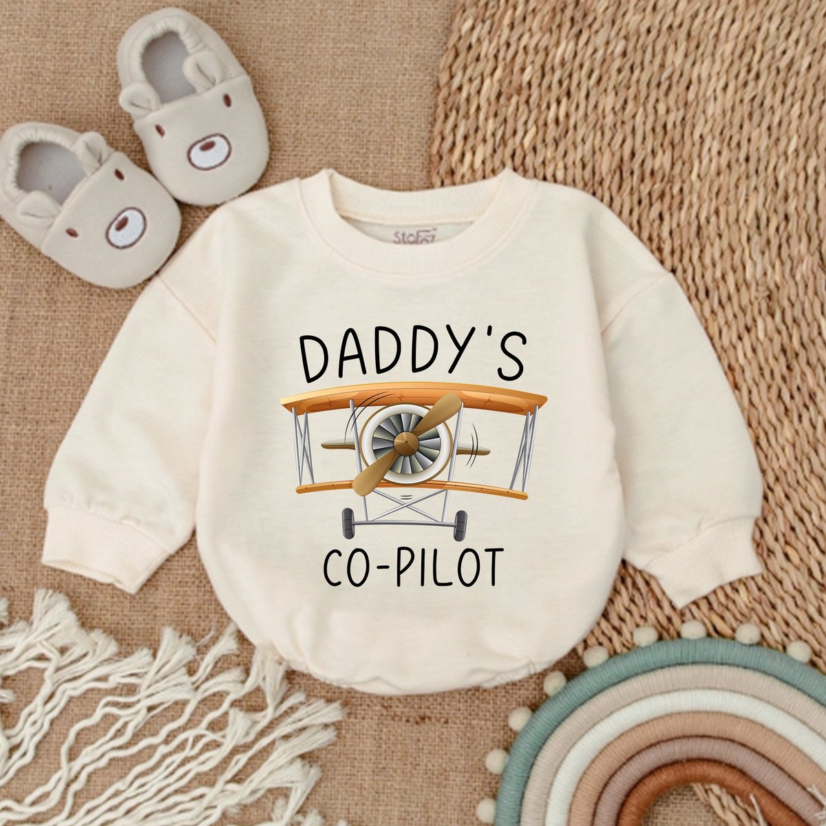 Daddy's Little Copilot Bodysuit Airplane Baby Plane Romper Daddy's Boy Daddy's Copilot Baby Showe
