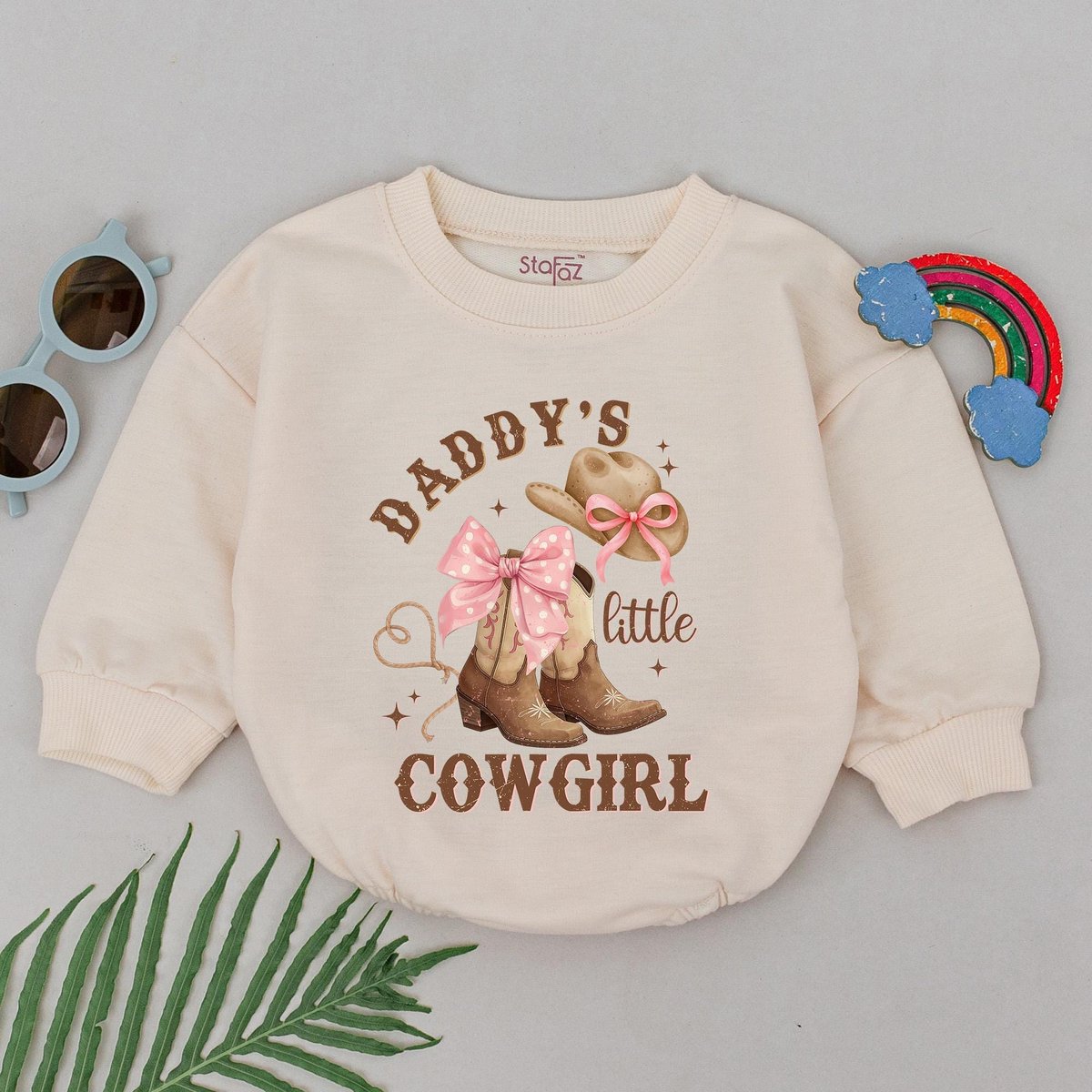 Daddy's Little Cowgirl Bubble Romper Daddy's Girl Bodysuit Western Baby Girl Outfit Country Cowboy