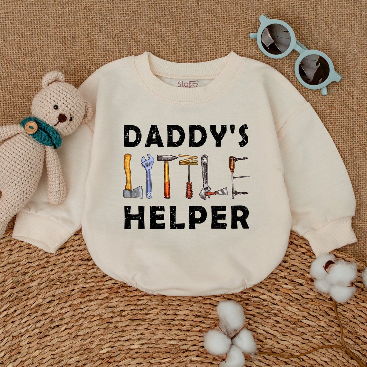 Daddy's Little Helper Romper Father's Day Bodysuit Handyman Infant Bodysuit Romper for Baby Boy Ba 169