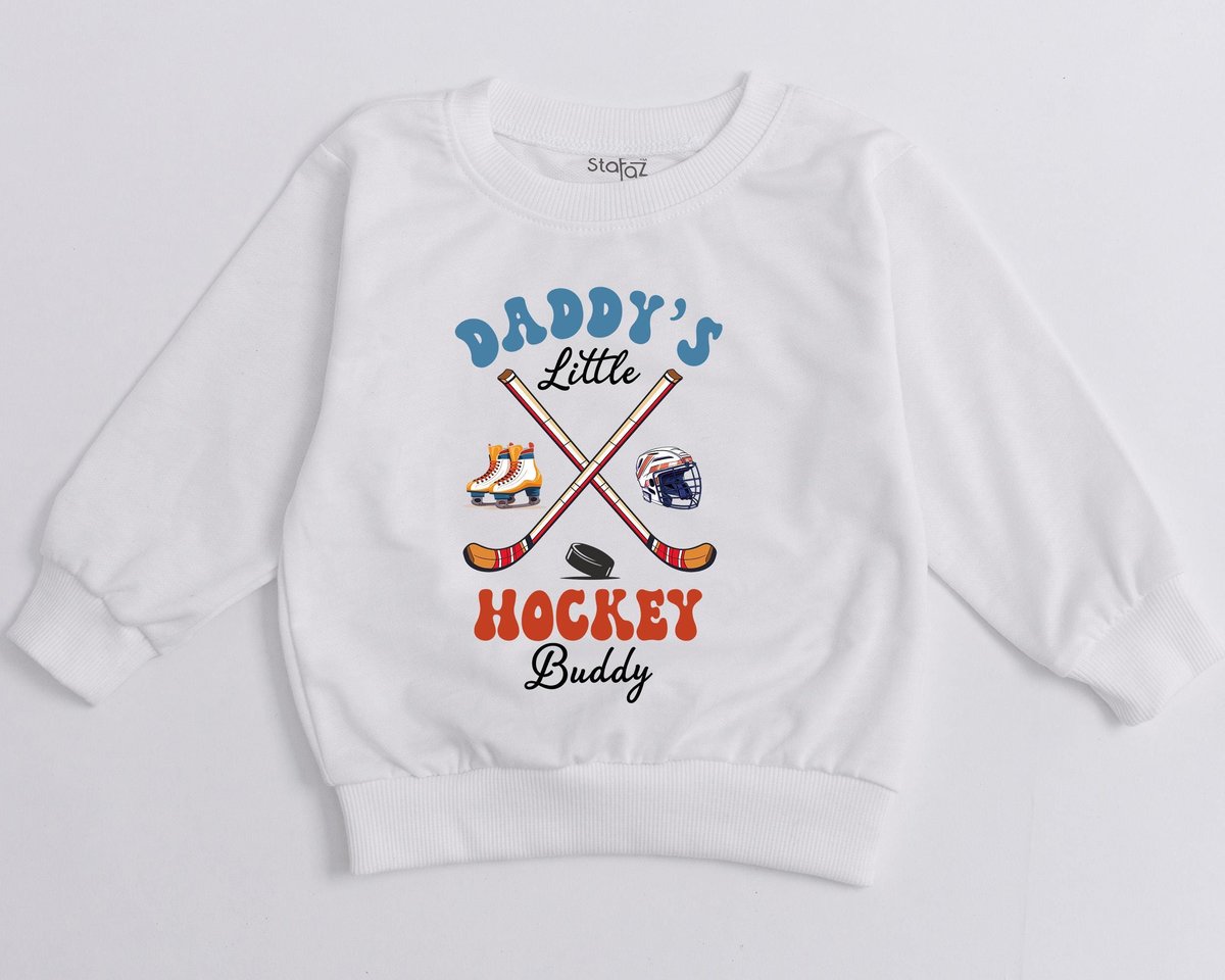 Daddy's Little Hockey Buddy Sweatshirt Retro Future Hockey Player Sweatshirt Boy Golf Outfit Father