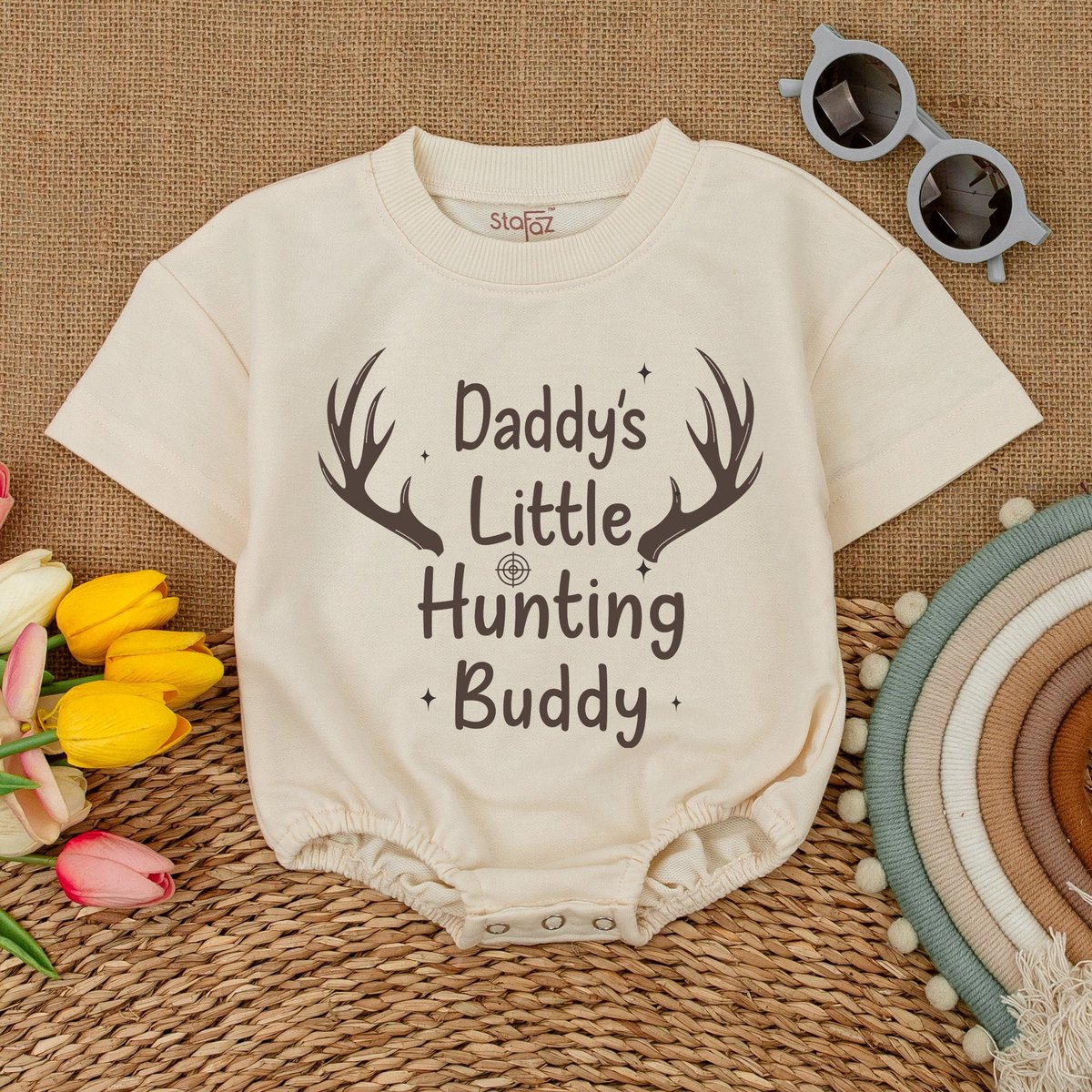 Daddy's Little Hunting Buddy Romper Hunting Baby Bodysuit Baby Boy Clothes Country Boy Newborn Outf 173