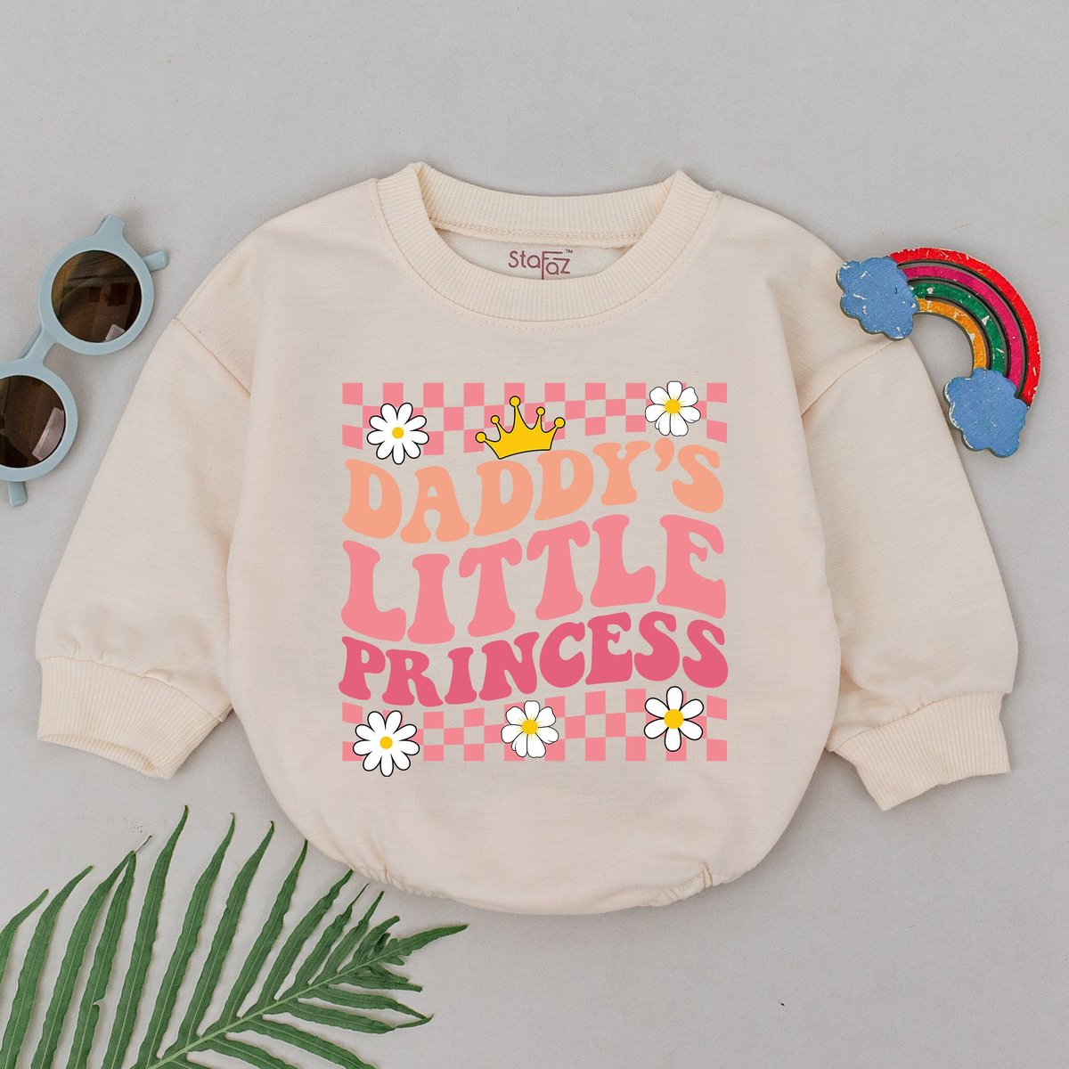 Daddy's Little Princess Romper Flower Daddy's Girl Pink Romper Daddy Baby Outfit Father's Day Gif