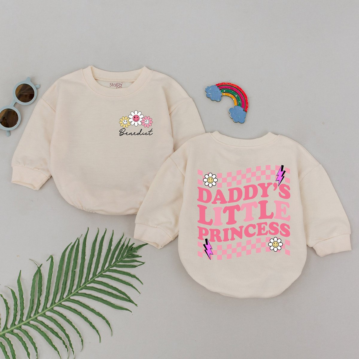 Daddy's Little Princess Romper Flower Daddy's Girl Pink Romper Daddy Baby Outfit Father's Day Gif