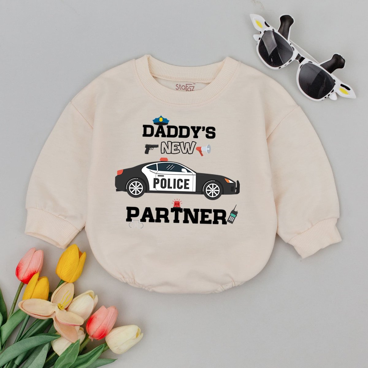 Daddy's New Partner Policeman Baby Romper Daddy's Patrol Buddy Cop Baby Shower Gift Father's Day 173