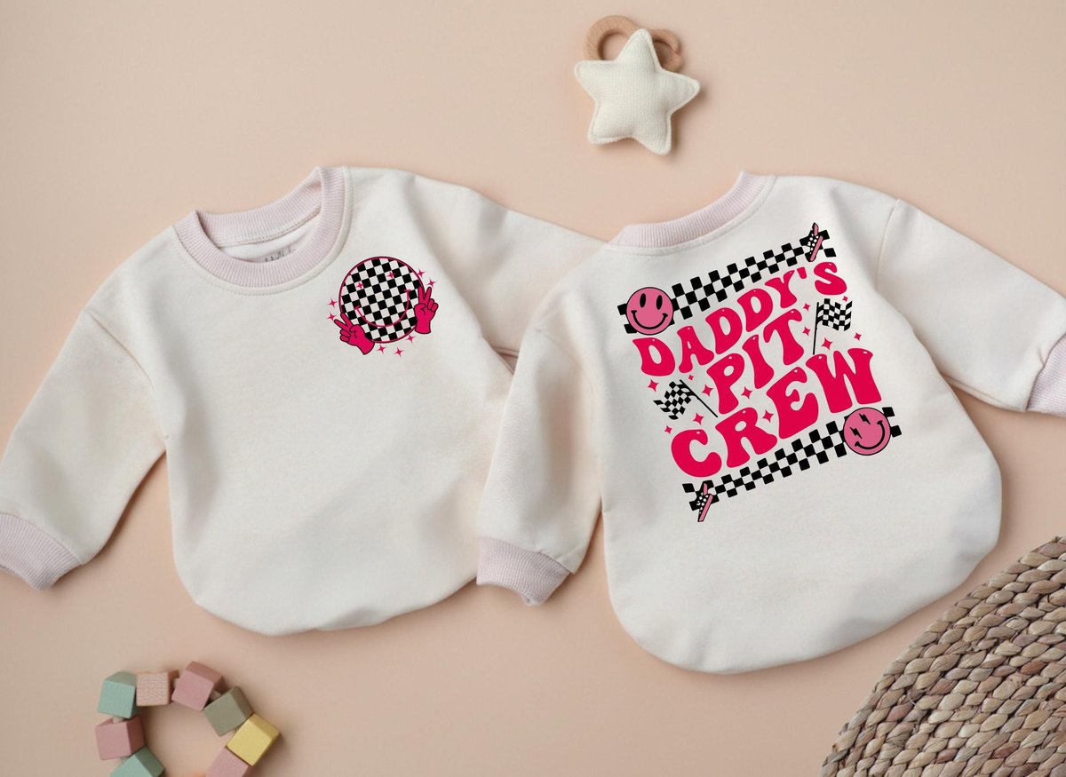 Daddy's Pit Crew Bubble RomperCustom Name Boy Girl Racing OutfitsLittlest Member of The Pit Crew Ba 436