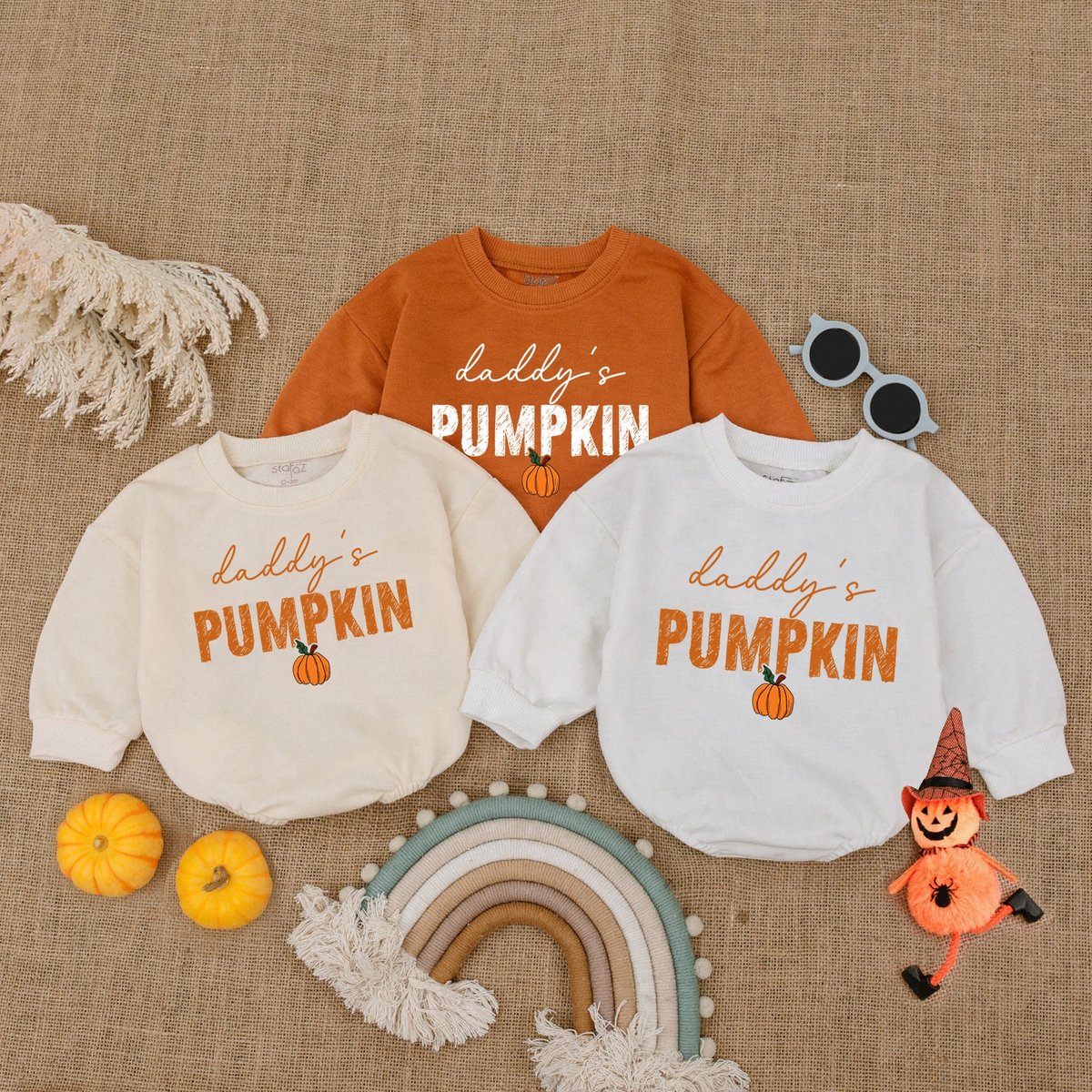 Daddy's Pumpkin Baby Outfit Bubble Romper Baby Thanksgiving Clothes Fall Pumpkin Baby Bodysuit Baby 178